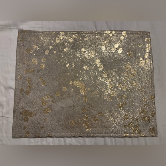 Miriam White/Gold Speckle Hair-On-Hide Placemat Set Of 6 Rectangle) - Picture 7 of 11